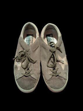 Golden Goose Superstar Size 37 Gray Suede Snake Skin Print Skate Shoes Sneakers
